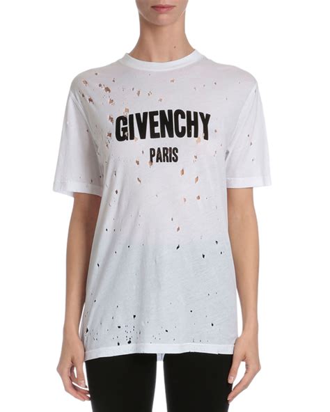 givenchy destroyed t shirt white|Givenchy official site .